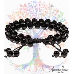 Bracelet agate noire (double)